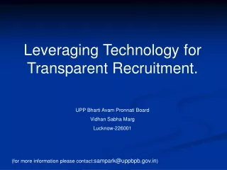 Leveraging Technology for Transparent Recruitment. UPP Bharti Avam Pronnati Board