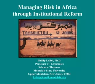 Managing Risk in Africa  through Institutional Reform