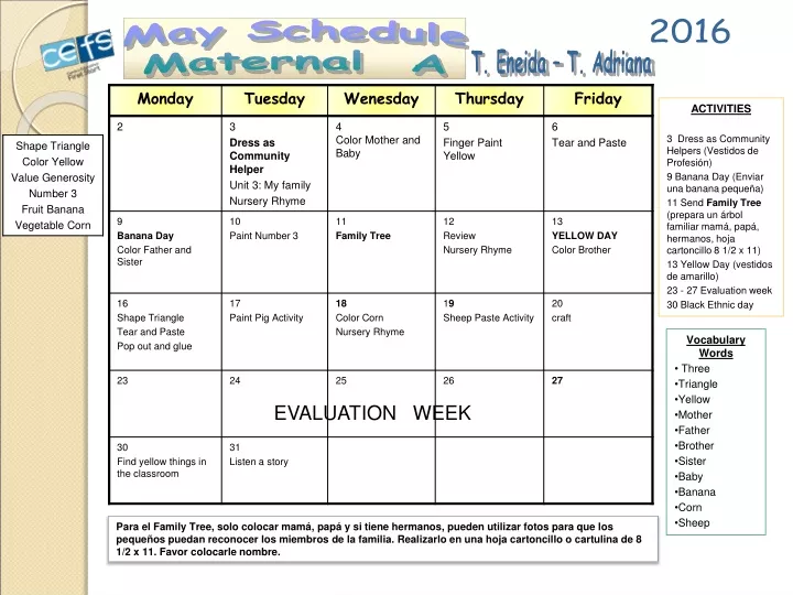 may schedule maternal a