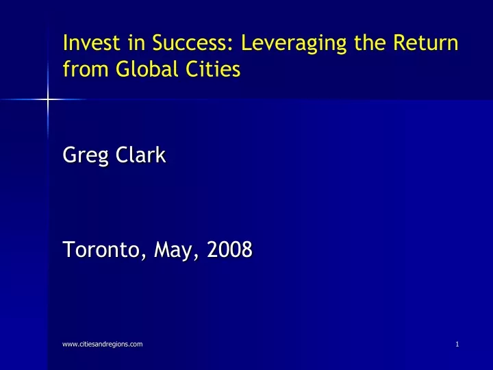 invest in success leveraging the return from global cities