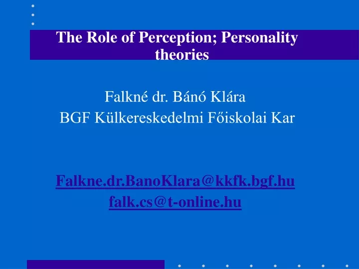 the role of perception personality theories falkn