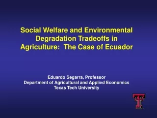 Social Welfare and Environmental Degradation Tradeoffs in  Agriculture:  The Case of Ecuador