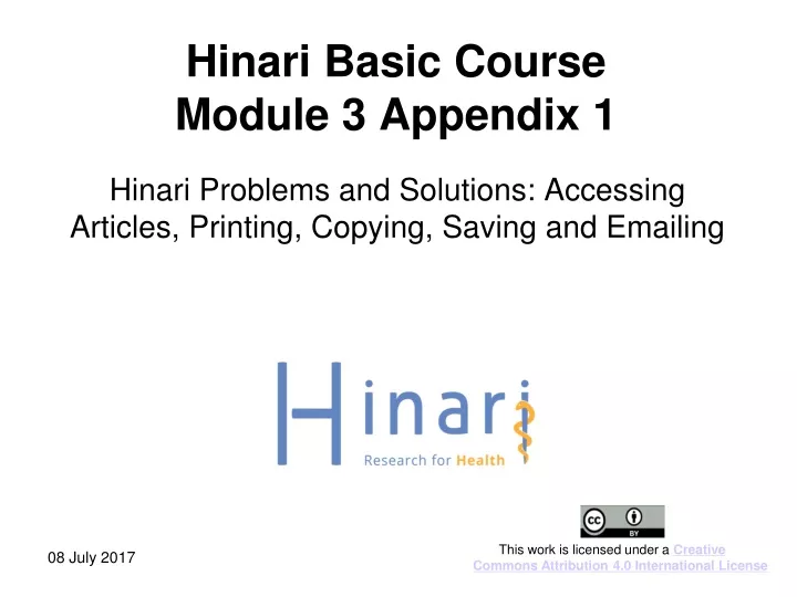 hinari basic course module 3 appendix 1