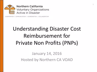 Understanding Disaster Cost Reimbursement for  Private Non Profits (PNPs)
