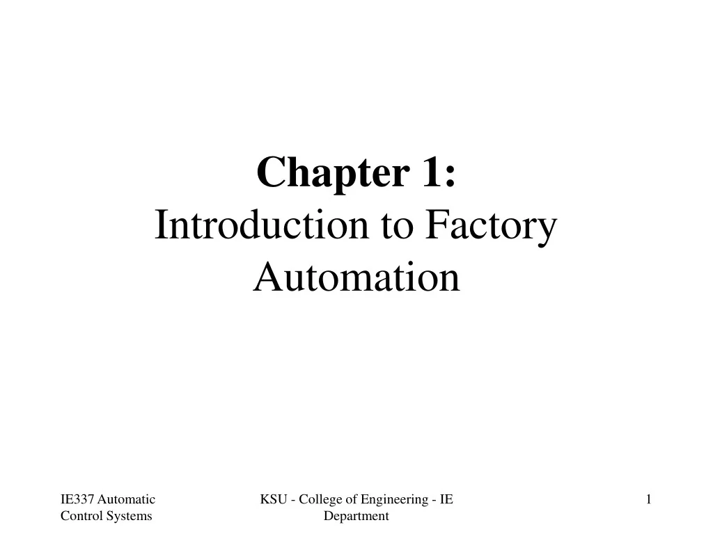 PPT - Chapter 1: Introduction to Factory Automation PowerPoint ...