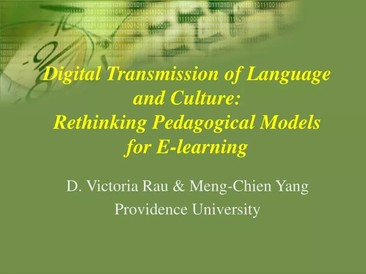 digital transmission of language and culture rethinking pedagogical models for e learning