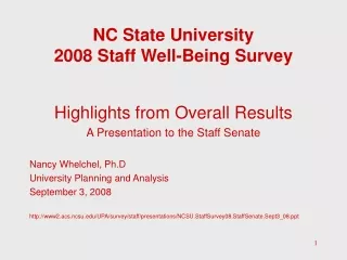 NC State University 2008 Staff Well-Being Survey