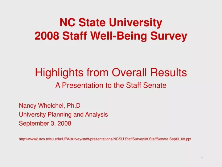 nc state university 2008 staff well being survey