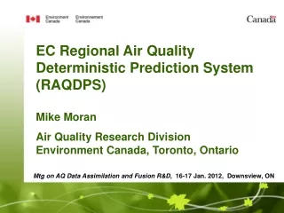 Mtg on AQ Data Assimilation and Fusion R&amp;D ,  16-17 Jan. 2012,  Downsview, ON