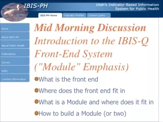 Mid Morning Discussion Introduction to the IBIS-Q Front-End System  (&quot;Module&quot; Emphasis)