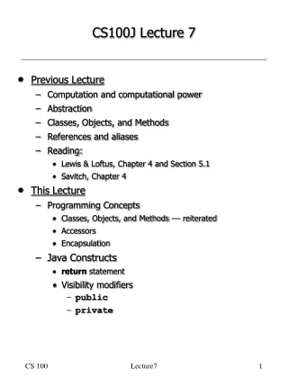 CS100J Lecture 7