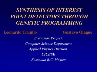SYNTHESIS OF INTEREST POINT DETECTORS THROUGH GENETIC PROGRAMMING