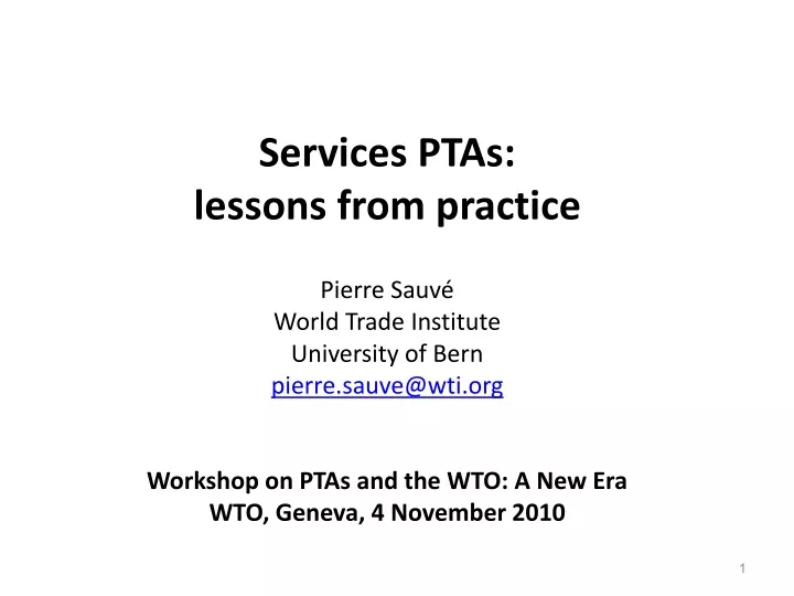 services ptas lessons from practice pierre sauv