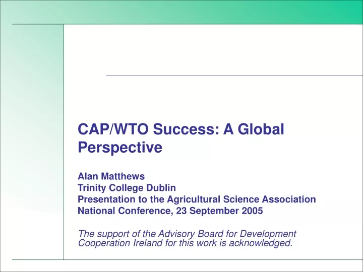 cap wto success a global perspective