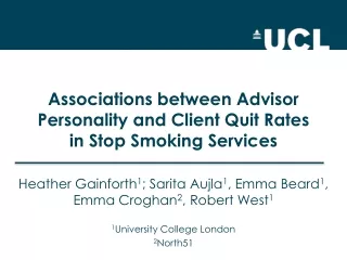 Associations between Advisor Personality and Client Quit Rates  in Stop Smoking Services