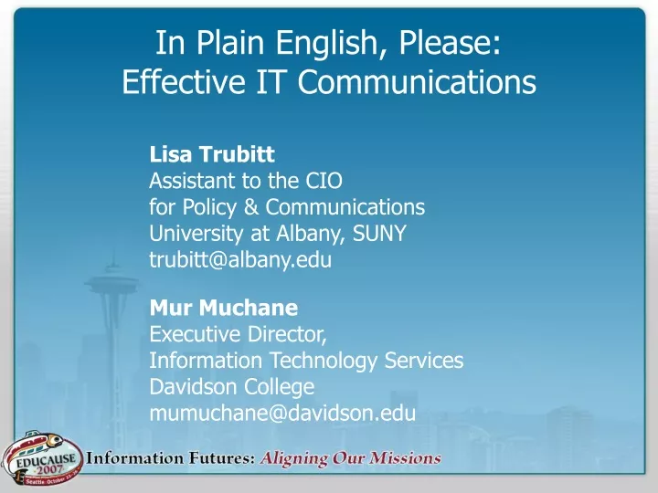 in plain english please effective it communications
