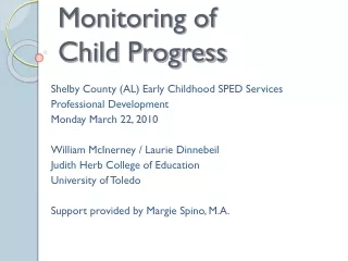 Monitoring of  Child Progress