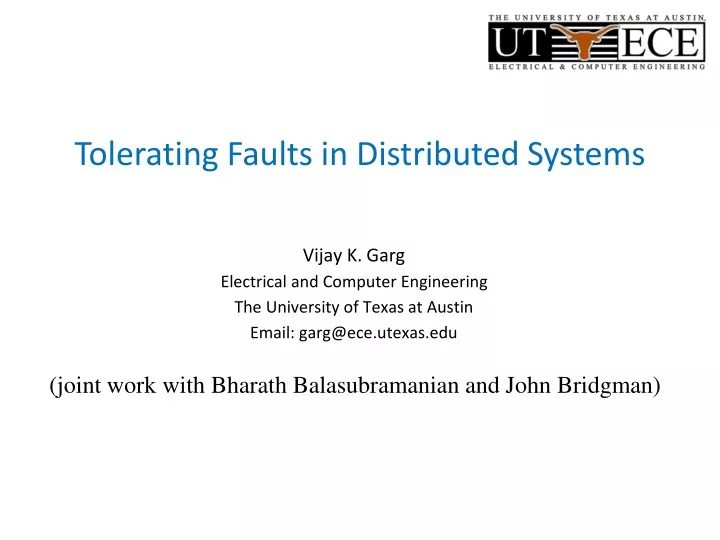 tolerating faults in distributed systems