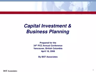 Capital Investment &amp; Business Planning