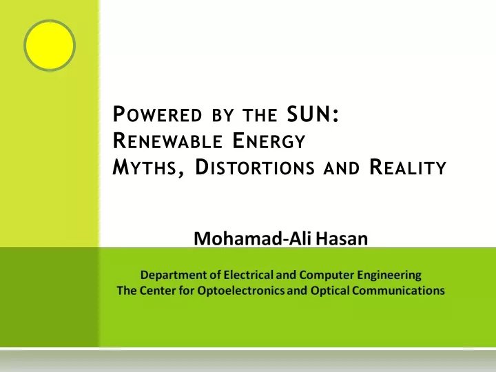 powered by the sun renewable energy myths distortions and reality