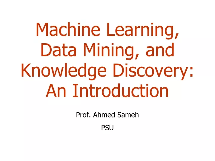 machine learning data mining and knowledge discovery an introduction