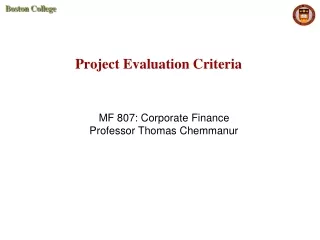 Project Evaluation Criteria