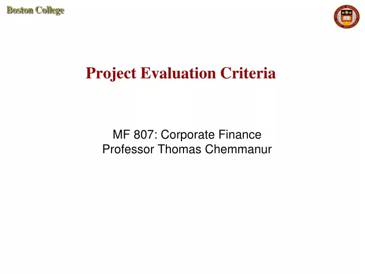 project evaluation criteria