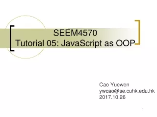SEEM4570 Tutorial 05: JavaScript as OOP