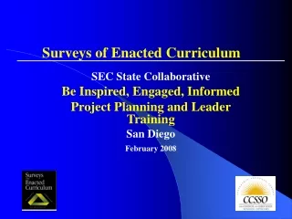 SEC State Collaborative Be Inspired, Engaged, Informed Project Planning and Leader Training