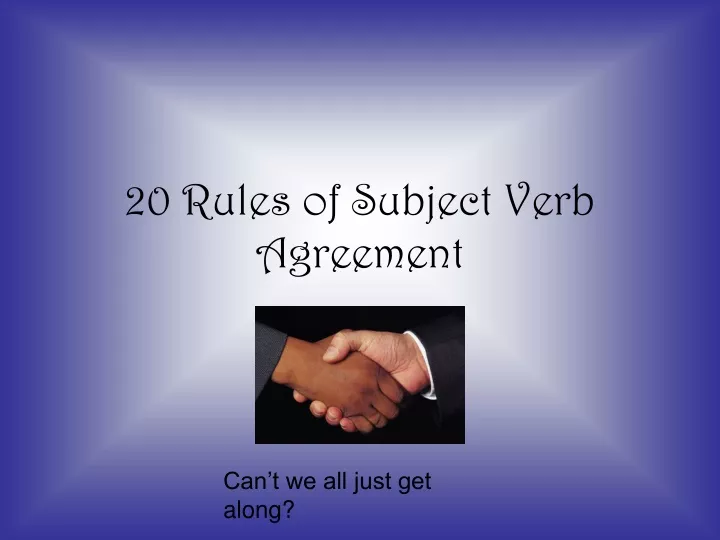 20 rules of subject verb agreement