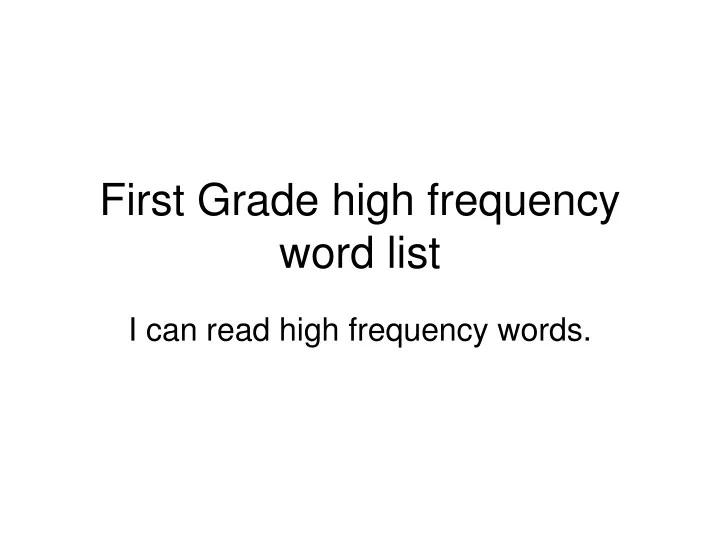 first grade high frequency word list