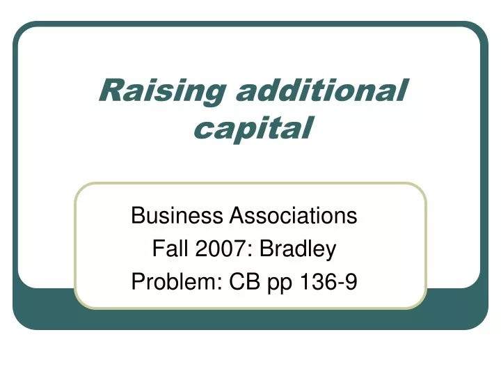 raising additional capital