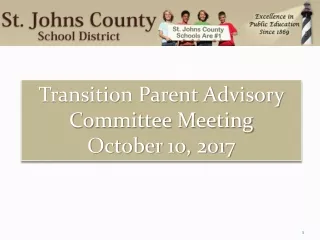 Transition Parent Advisory Committee Meeting October 10, 2017