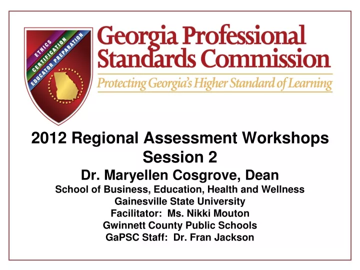 2012 regional assessment workshops session