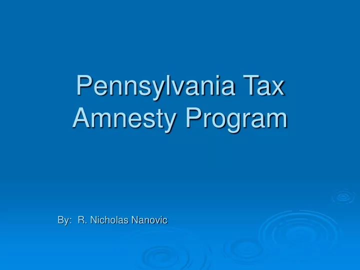 pennsylvania tax amnesty program