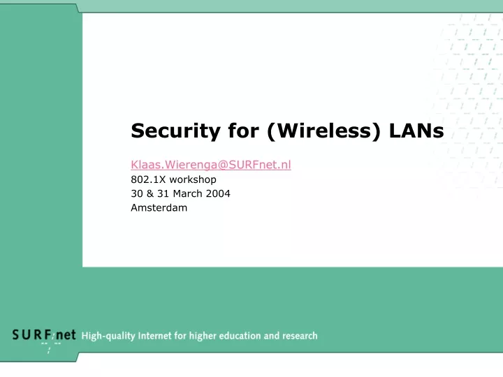 security for wireless lans