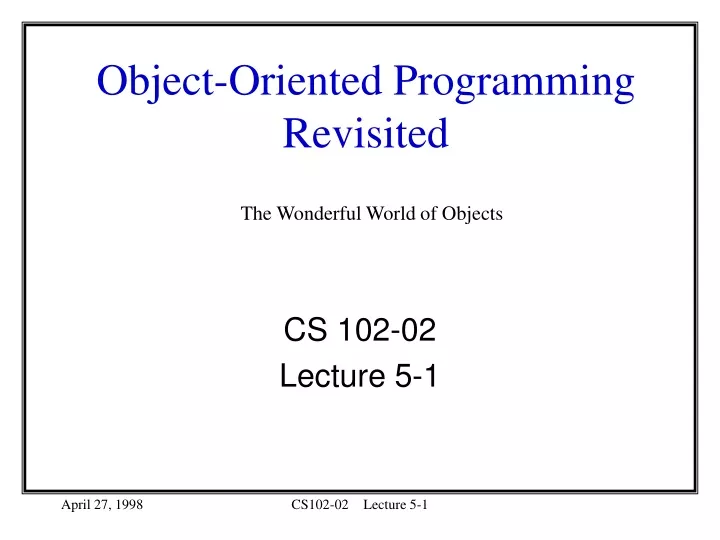 object oriented programming revisited