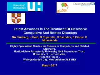 Latest Advances In The Treatment Of Obsessive Compulsive And Related  Disorders