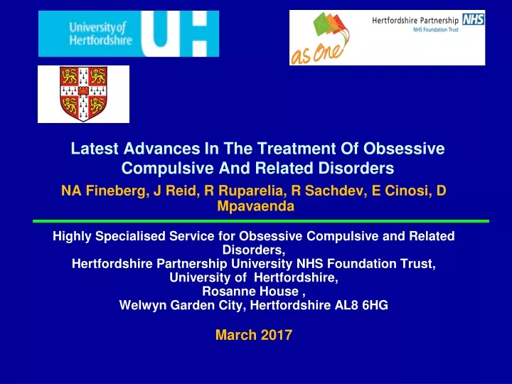 latest advances in the treatment of obsessive compulsive and related disorders