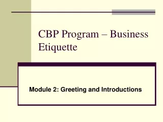 CBP Program – Business Etiquette