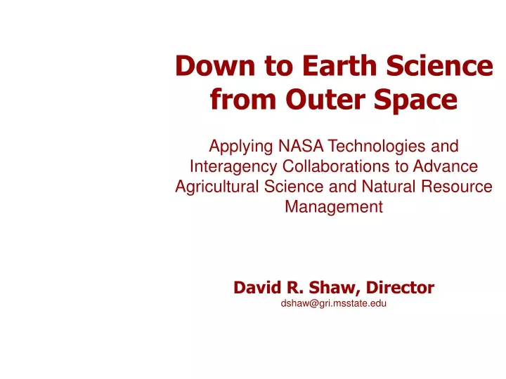 down to earth science from outer space applying
