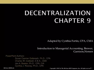 Decentralization Chapter 9