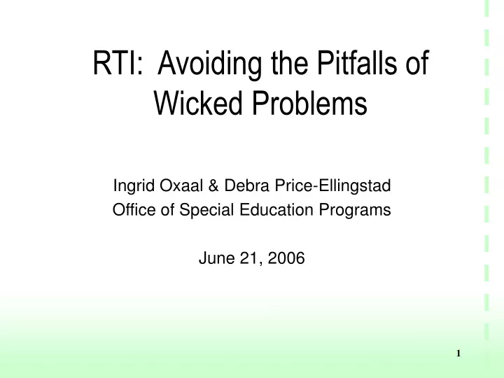 rti avoiding the pitfalls of wicked problems