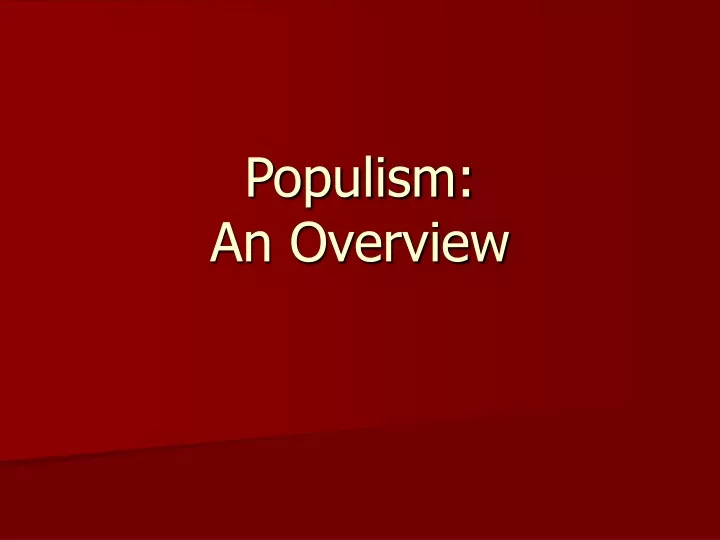 populism an overview