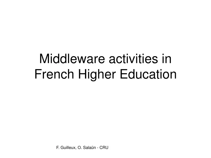 middleware activities in french higher education