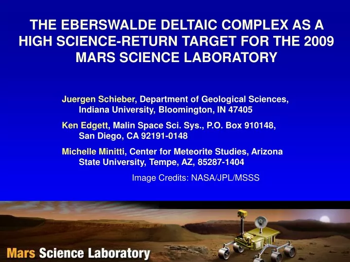 the eberswalde deltaic complex as a high science