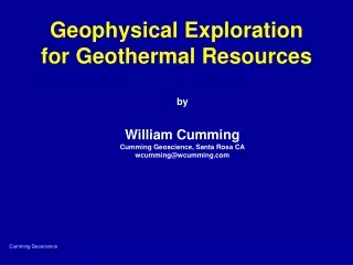 Geophysical Exploration  for Geothermal Resources