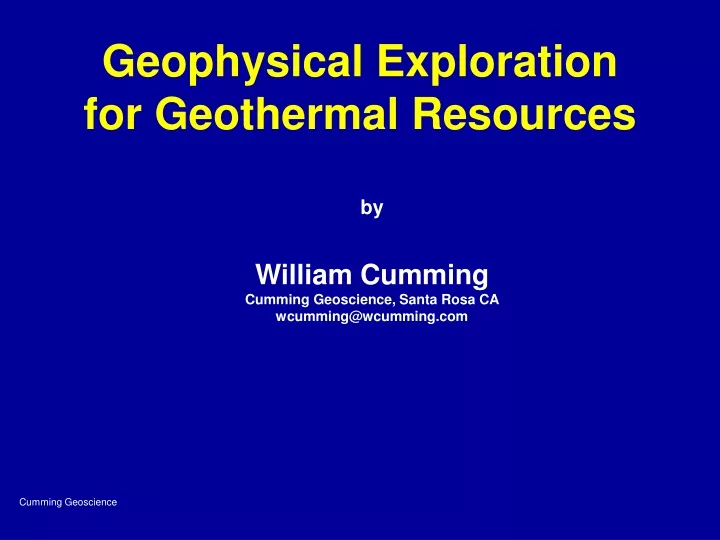 geophysical exploration for geothermal resources