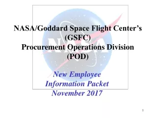 NASA/Goddard Space Flight Center’s (GSFC)  Procurement Operations Division (POD)