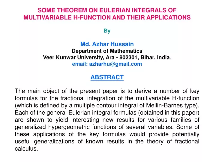 some theorem on eulerian integrals